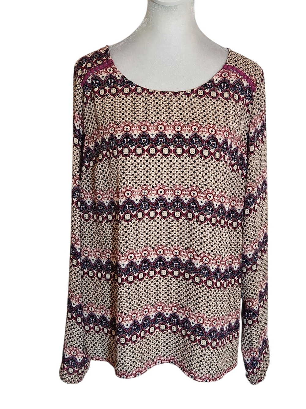 Skies Are Blue Boho Print Blouse Size Medium